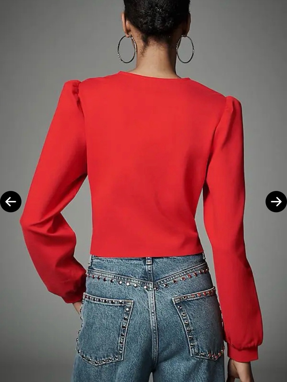 Anthropologie Red V-Neck Tie-Front Blouse - Picture 3 of 13